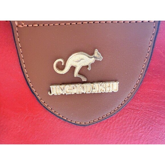 JINGPINDAISHU Women's Red & Brown Handbag Faux Leather Adjustable Strap - Picture 3 of 11